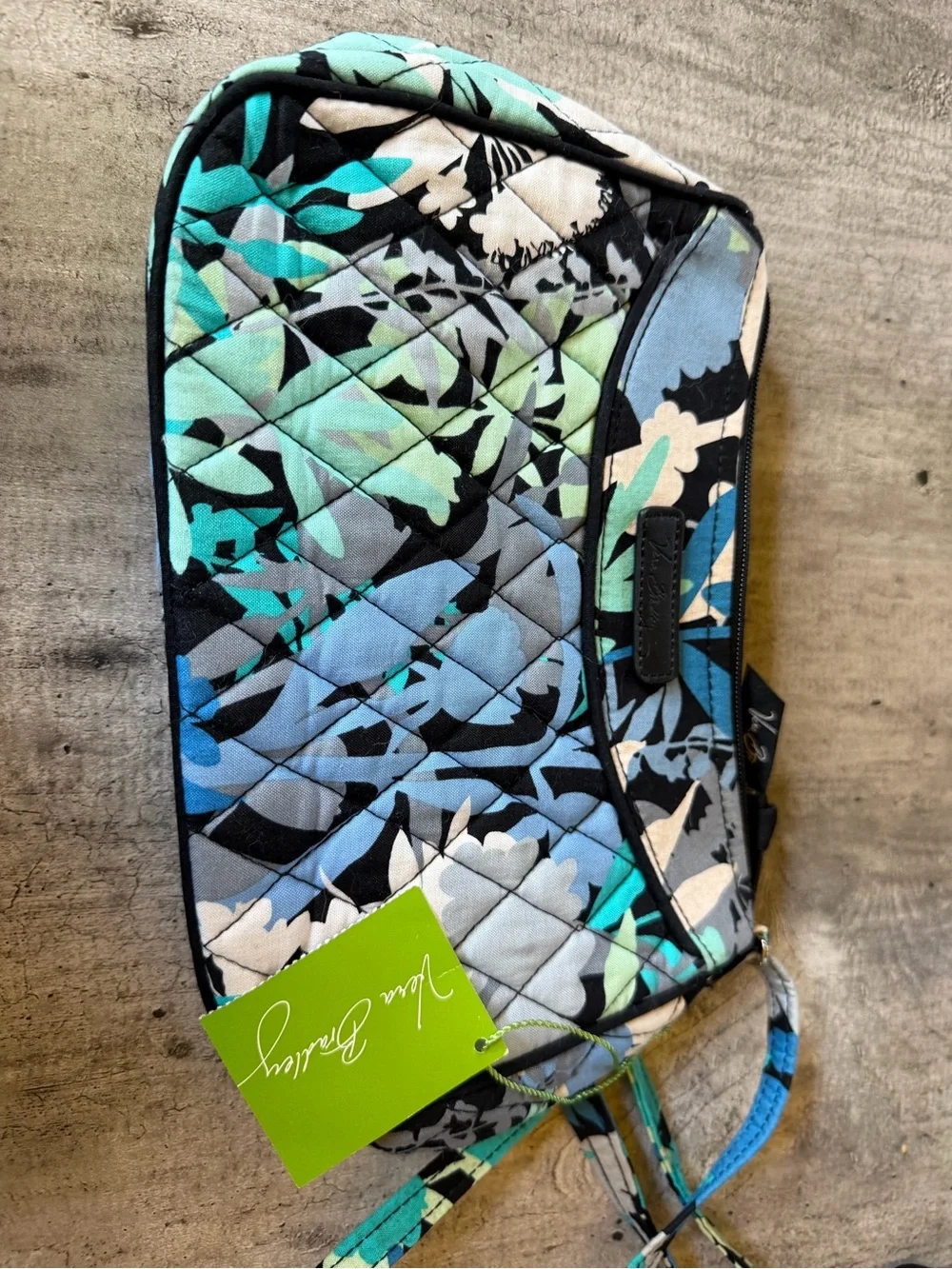 Vera Bradley Quilted Purse in Aqua, Blue and Black Floral